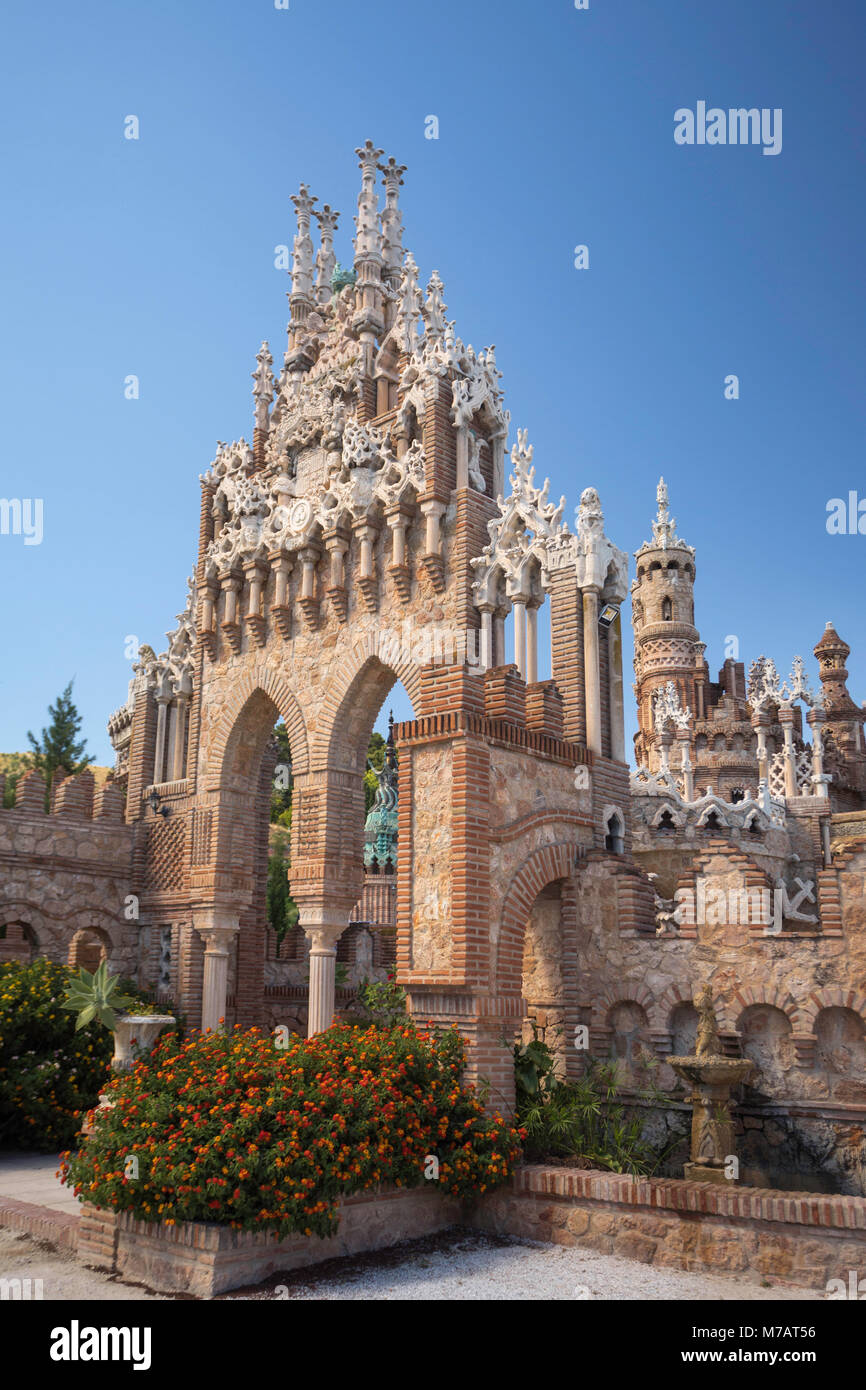 Spanien, Andalusien, Provinz Malaga, Costa del Sol, Benalmadena City, colomares Schloss, Stockfoto