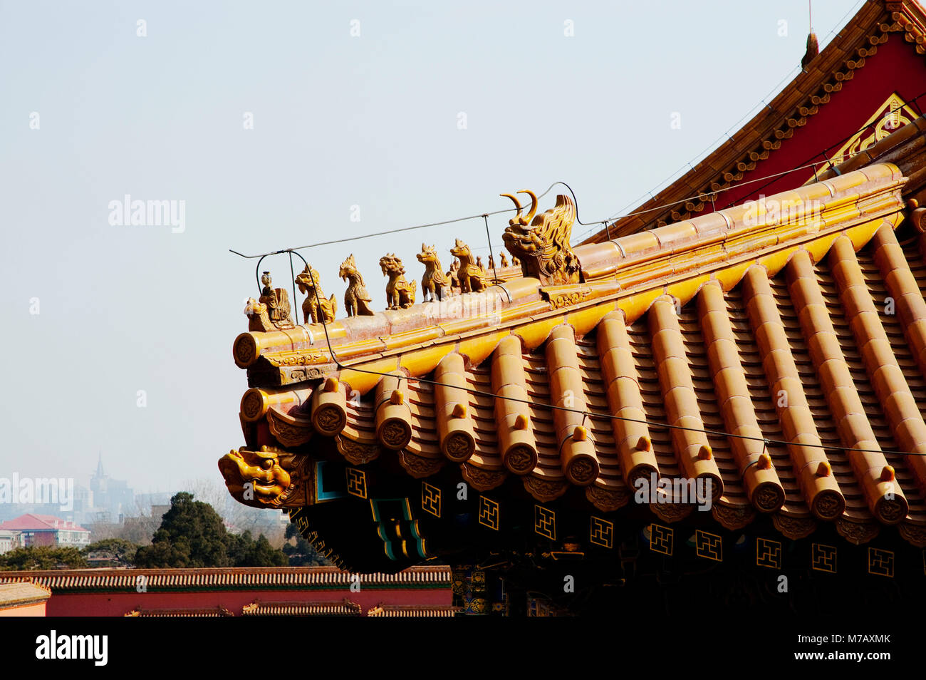 Architektonisches Detail eines Palastes, der Verbotenen Stadt, Peking, China Stockfoto