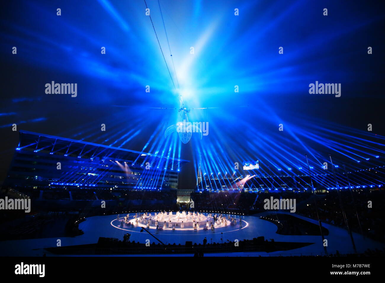 Allgemeine Ansicht, März 9, 2018-2018: PyeongChang Paralympics Winterspiele Eröffnungsfeier im Olympiastadion in PyeongChang Pyeongchang, Südkorea. (Foto von Sho Tamura/LBA SPORT) Stockfoto