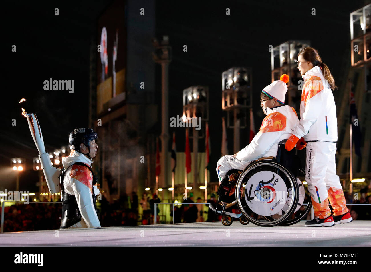 Pyeongchang, Südkorea. 9 Mär, 2018. PyeongChang 2018 Paralympics Eröffnung: PyeongChang 2018 Paralympics Winterspiele Eröffnungsfeier im Olympiastadion in PyeongChang Pyeongchang, Südkorea. Credit: Yusuke Nakanishi/LBA SPORT/Alamy leben Nachrichten Stockfoto