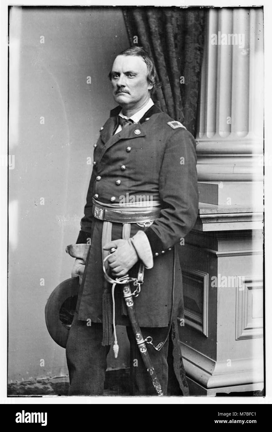 Ein Porträt des Brigadegenerals Israel B. Richardson, der während der Schlacht von Antietam im Amerikanischen Bürgerkrieg getötet wurde. Richardson spielte eine Schlüsselrolle in der Union Army und sein Tod bei Antietam ist ein bedeutendes Ereignis im Konflikt. Stockfoto