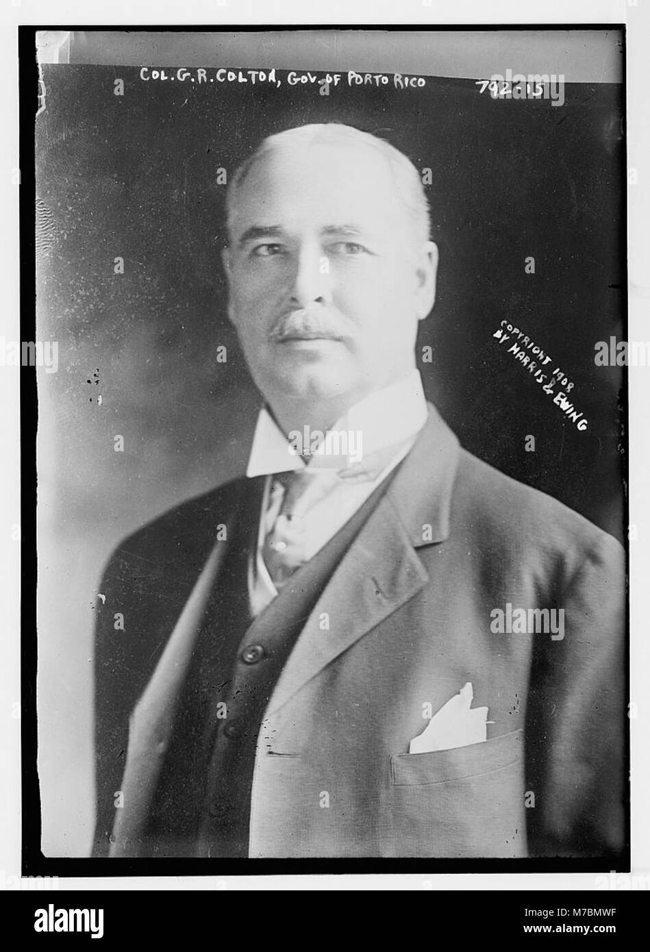 Dieses Bild zeigt Colonel G.R. Colton, der als Gouverneur von Puerto Rico diente, aufgenommen von Harris & Ewing, einem prominenten amerikanischen Fotostudio. Stockfoto