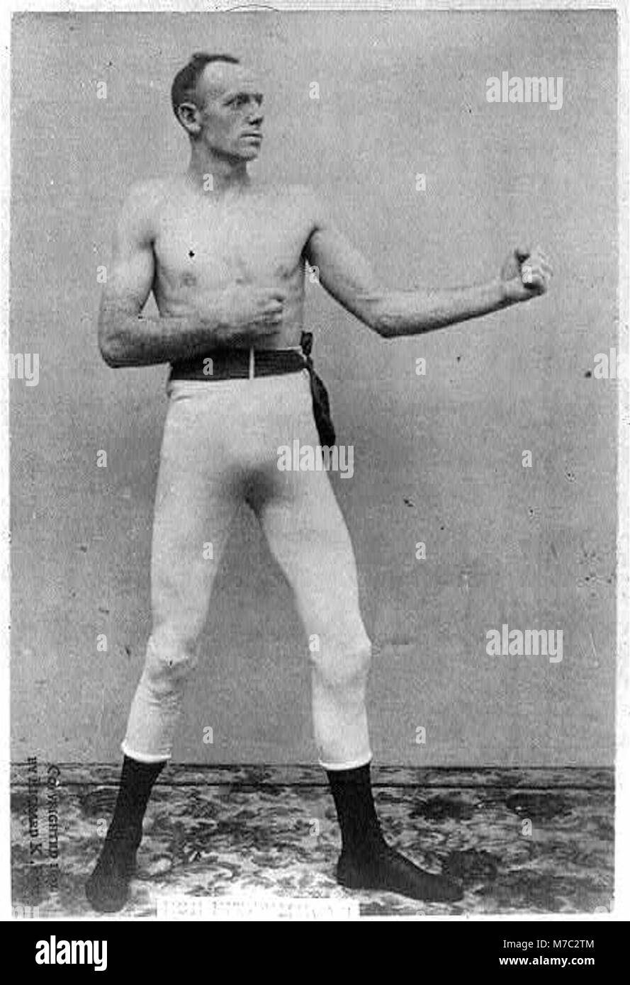 Ein Porträt von Bob Fitzsimmons, einem berühmten britischen Boxer, der Weltmeister wurde. Fitzsimmons war bekannt für seine außergewöhnlichen Boxfähigkeiten und seine Stärke und wurde damit der erste Mittelgewichtstitel, der den Titel im Schwergewicht gewann. Stockfoto