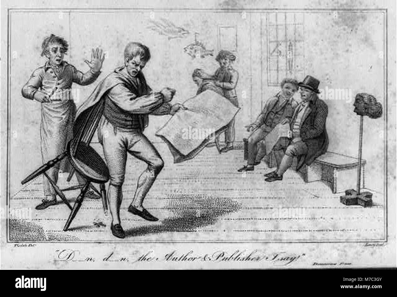 Eine literarische Fotografie oder ein literarischer Druck mit dem Autor und Verleger des Werkes, mit Schwerpunkt auf deren Identität und Beiträge zur Literatur. Das Bild spiegelt die kulturelle Bedeutung dieser Figuren wider. Stockfoto