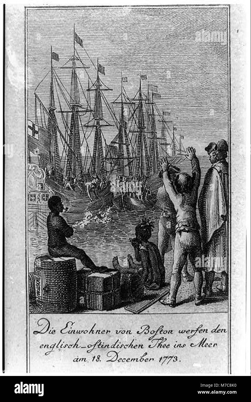 Die Einwohner von Boston wersen den deutsch-ostindischen Dich ins Meer am 18. Dezember 1773 LCCN 2004670198 Stockfoto