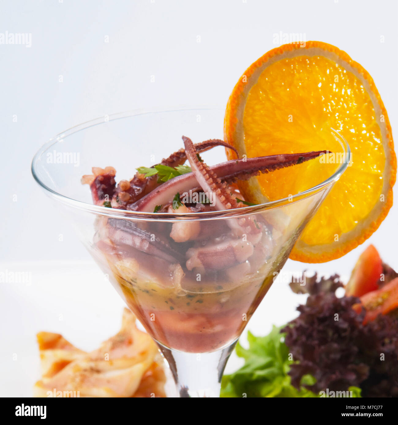 Nahaufnahme von einem Meeresfrüchte-cocktail Stockfoto