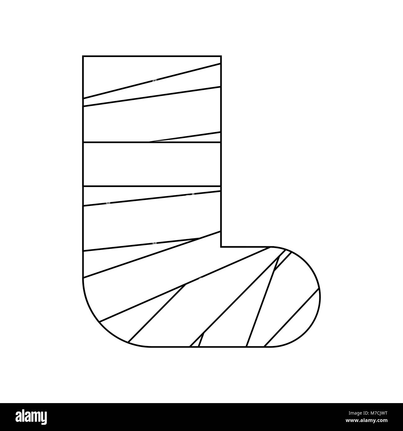 Bein in Gips isoliert. Medizinisches Gerät. Vector Illustration Stock Vektor