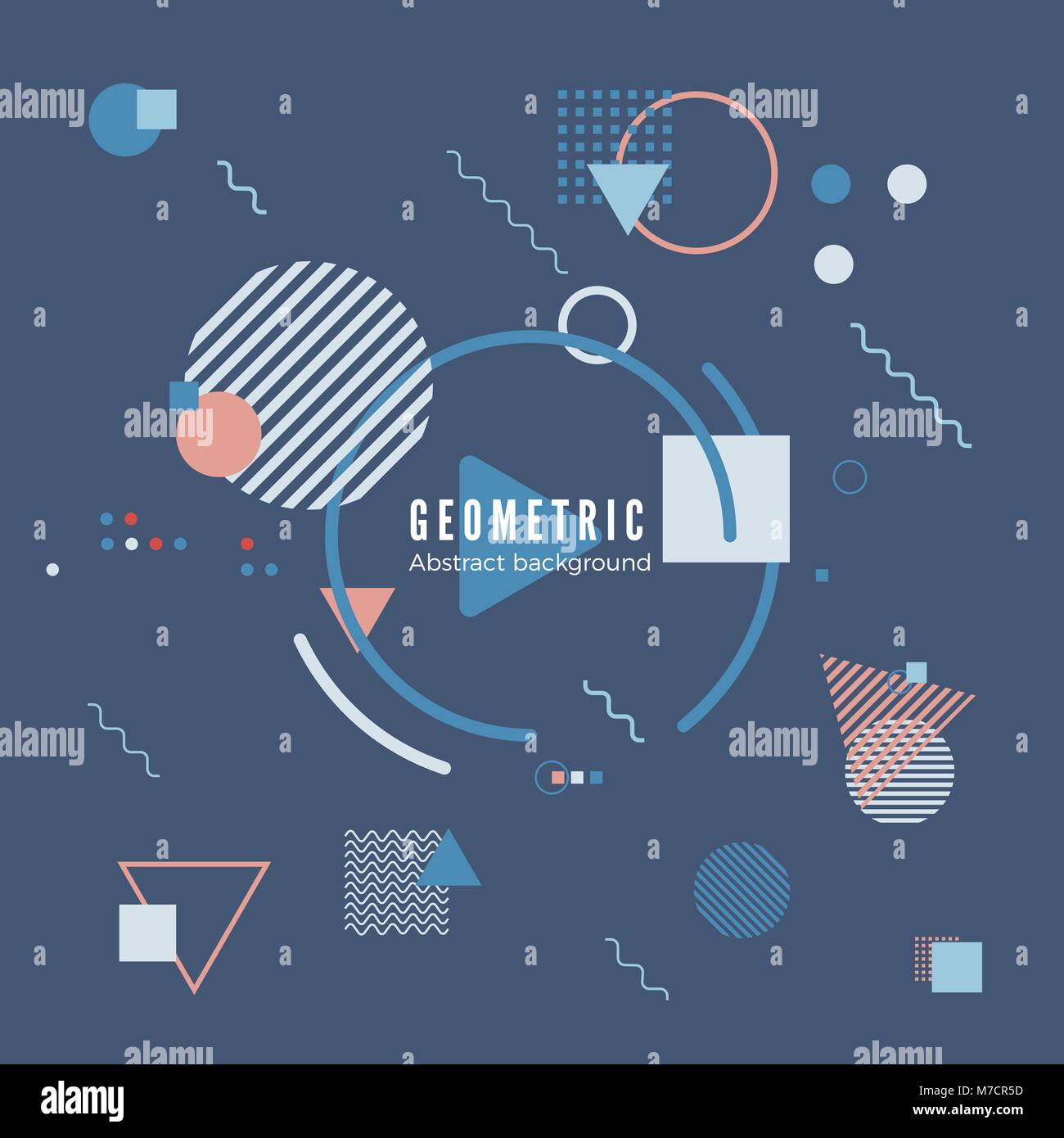 Geometrische Motion Design Konzept. Einfache Geometrie Muster mit Rahmen und Text. Identität Banner drucken. Vector Illustration auf dunklem Hintergrund Stock Vektor