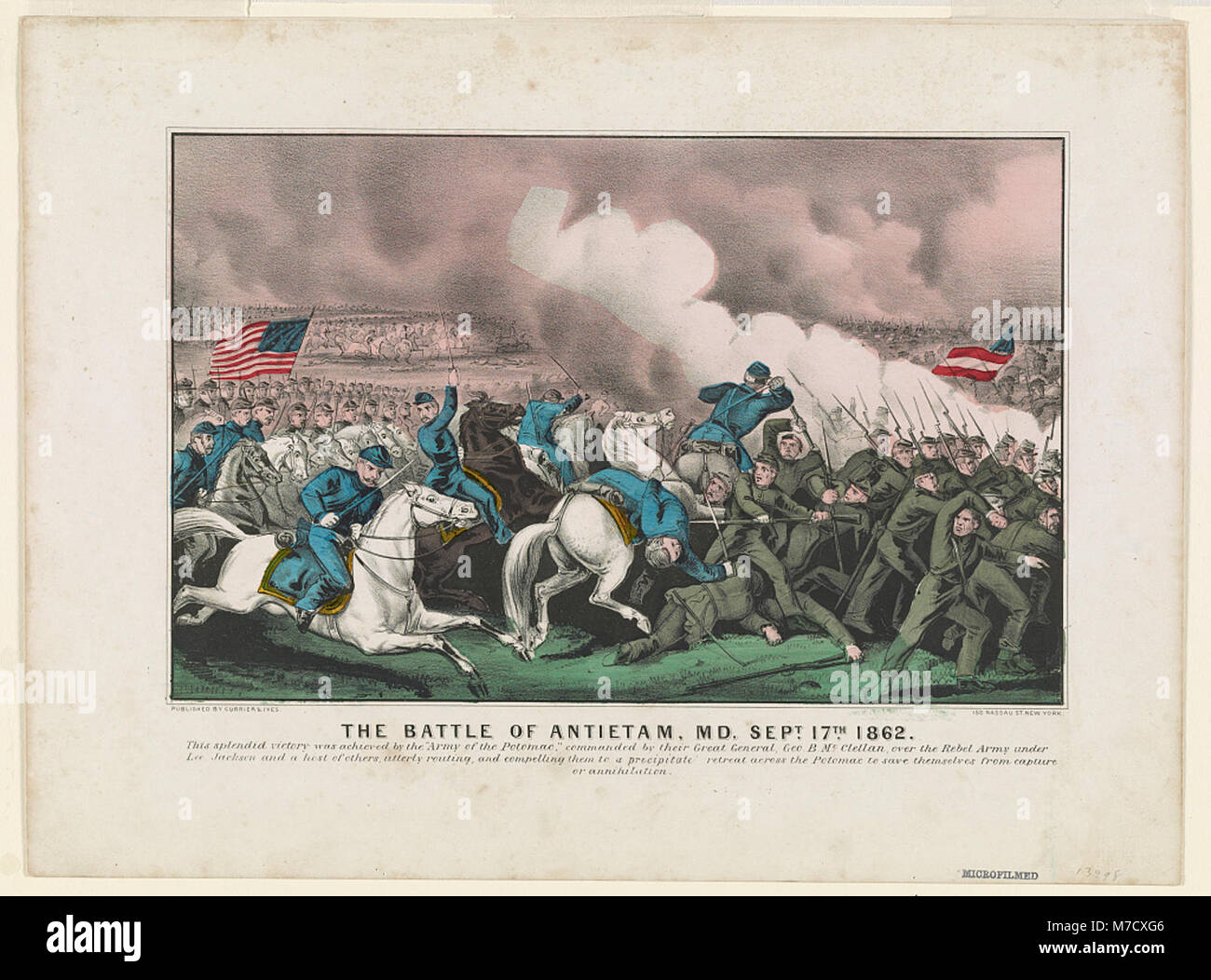 Die Schlacht von Antietam, die am 17. September 1862 in Maryland ausgetragen wurde, war eine der blutigsten Schlachten des Amerikanischen Bürgerkriegs. Stockfoto