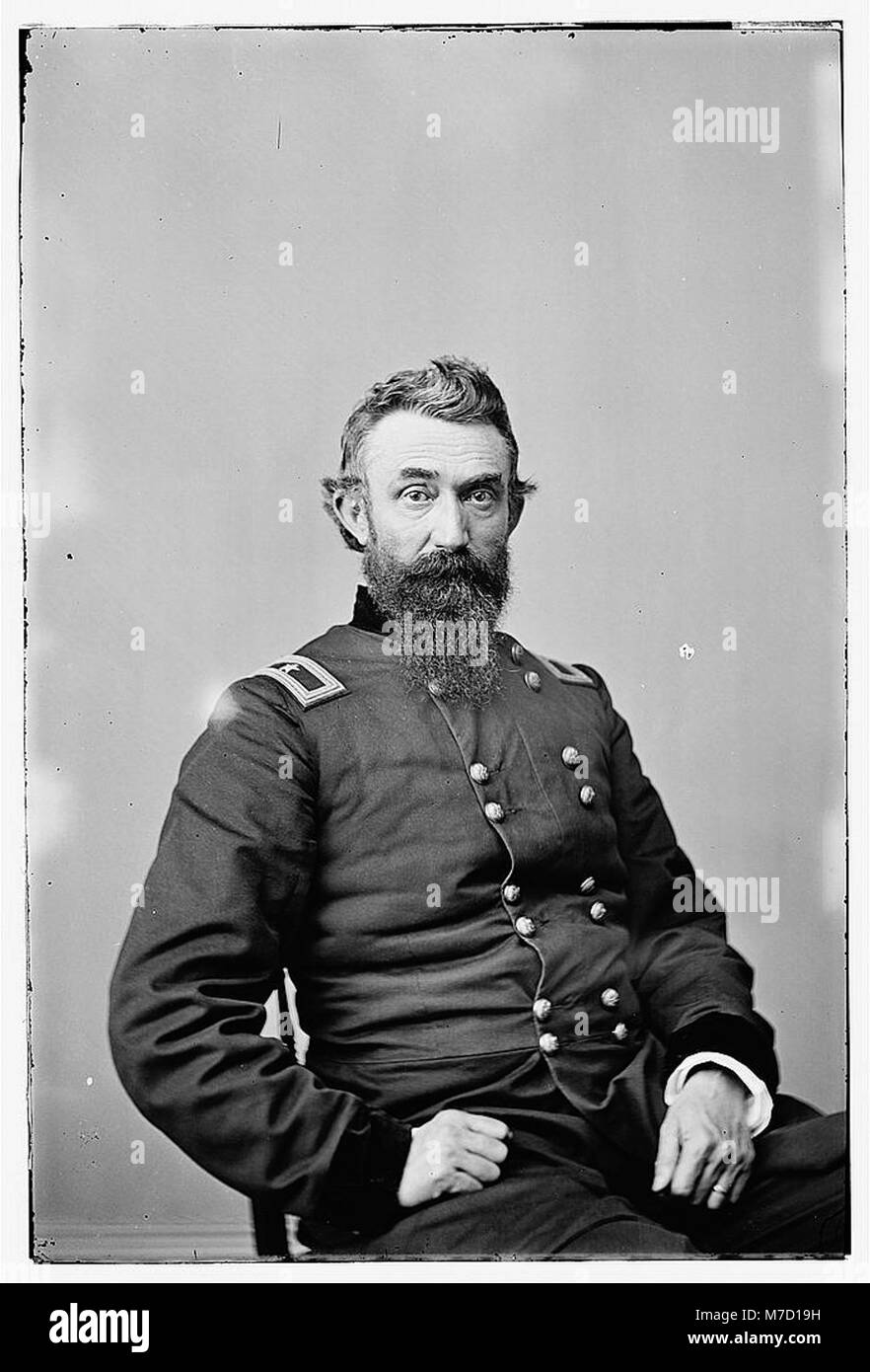 Ein Porträt von General Nathan Kimball, einem Offizier der Union Army während des Amerikanischen Bürgerkriegs, bekannt für seinen Dienst in Schlüsselschlachten wie der Schlacht von Antietam und der Schlacht von Gettysburg. Stockfoto