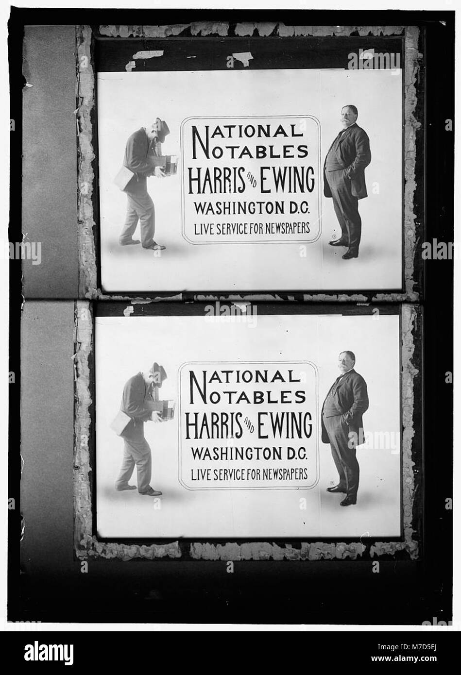 Dieses Foto zeigt das Harris & Ewing-Schild, das das prominente Fotostudio darstellt, das dafür bekannt ist, wichtige Momente in der US-Geschichte während des frühen 20. Jahrhunderts festzuhalten. Stockfoto