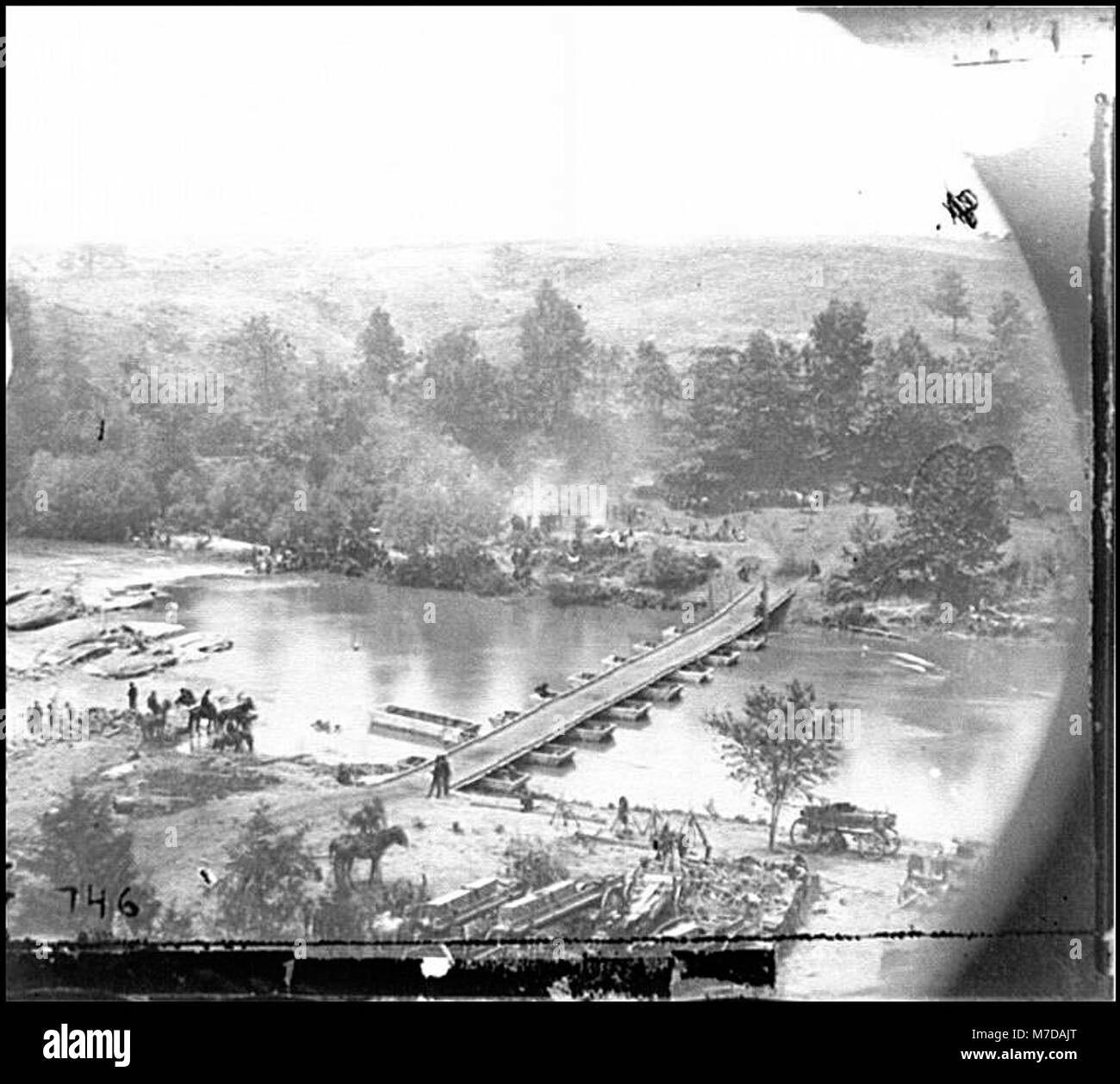 Jericho Mills, Virginia. Leinwand Pontoon Bridge über den Norden Anna