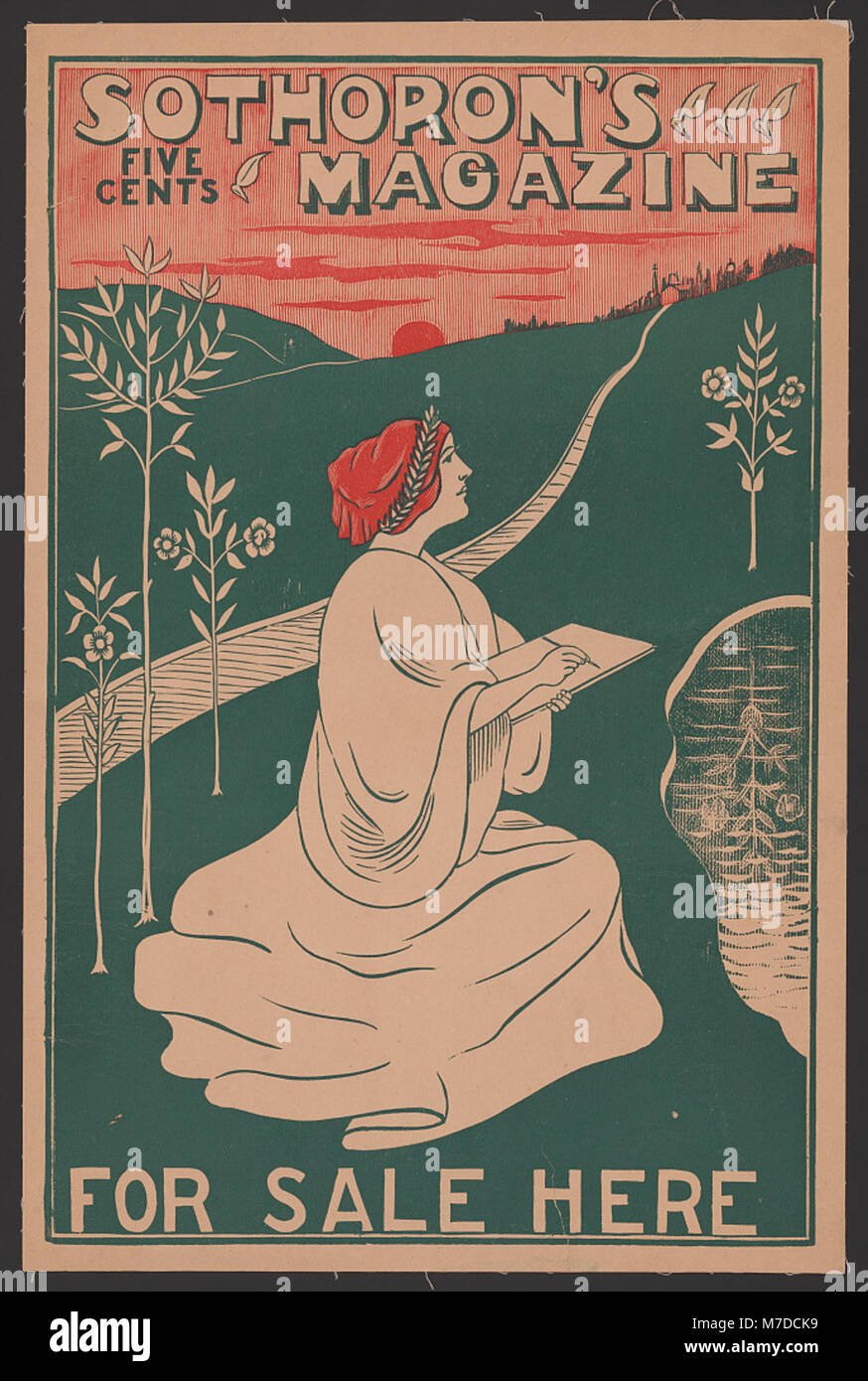 Eine Anzeige für Sothorons Magazin, verkauft für fünf Cent. Dies spiegelt den Publikationsmarkt des frühen 20. Jahrhunderts und die Rolle des Magazins in der Mediengeschichte wider. Stockfoto