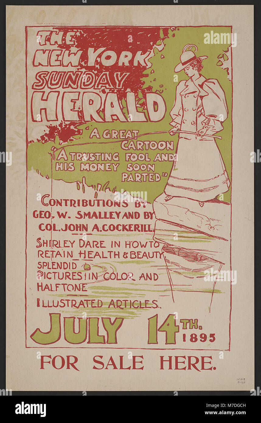 Die Ausgabe des New York Sunday Herald vom 14. Juli 1895, eine historische Zeitungszeitschrift, bietet Einblicke in Nachrichten und soziale Themen des späten 19. Jahrhunderts. Stockfoto
