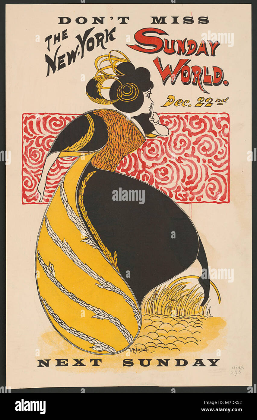 Eine historische Ausgabe der New York Sunday World, veröffentlicht am 22. Dezember, mit Nachrichten und Geschichten aus dieser Zeit. Stockfoto