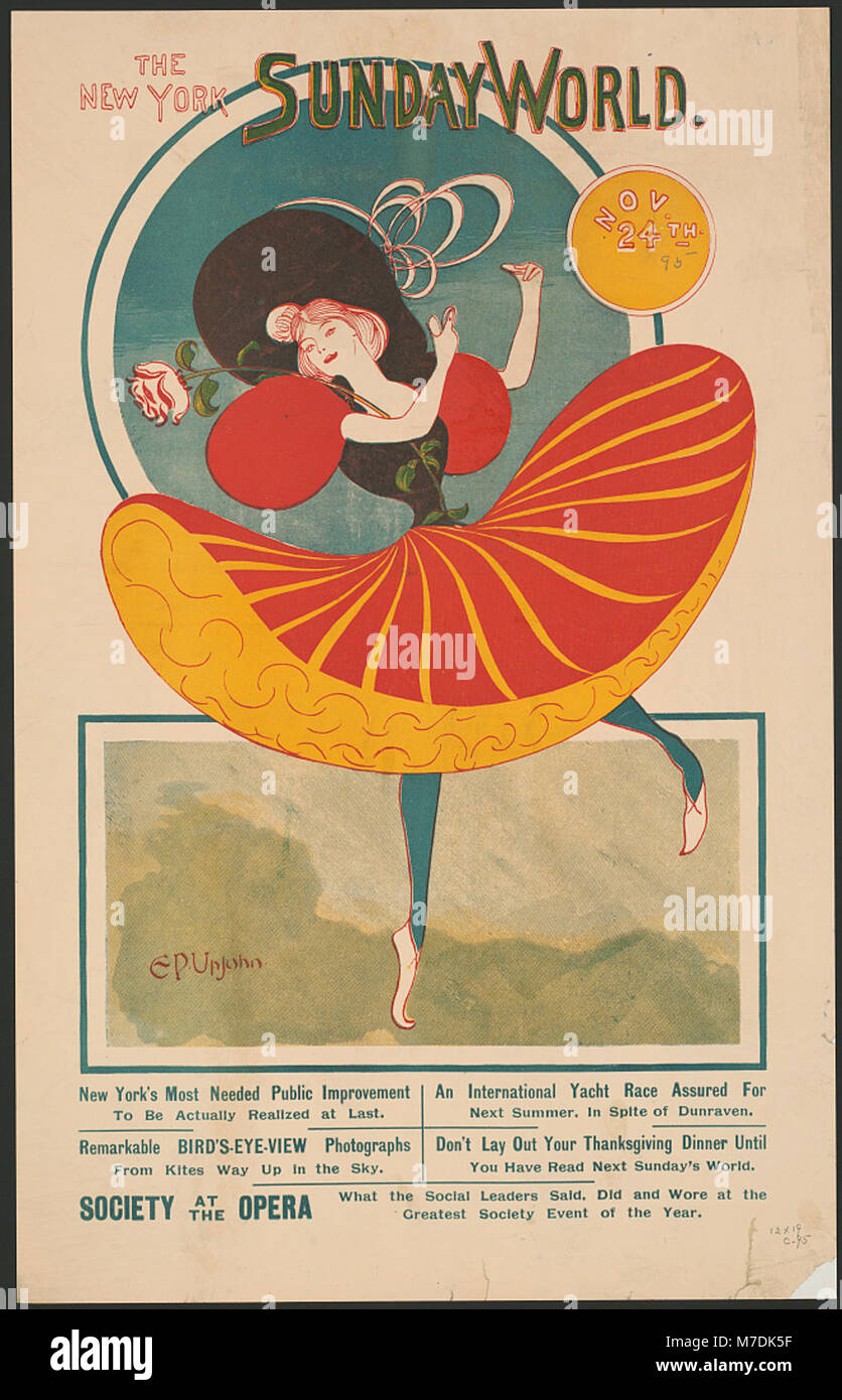 Eine Publikation der New York Sunday World vom 24. November, die Nachrichten und Ereignisse dieser Zeit erfasst. Stockfoto