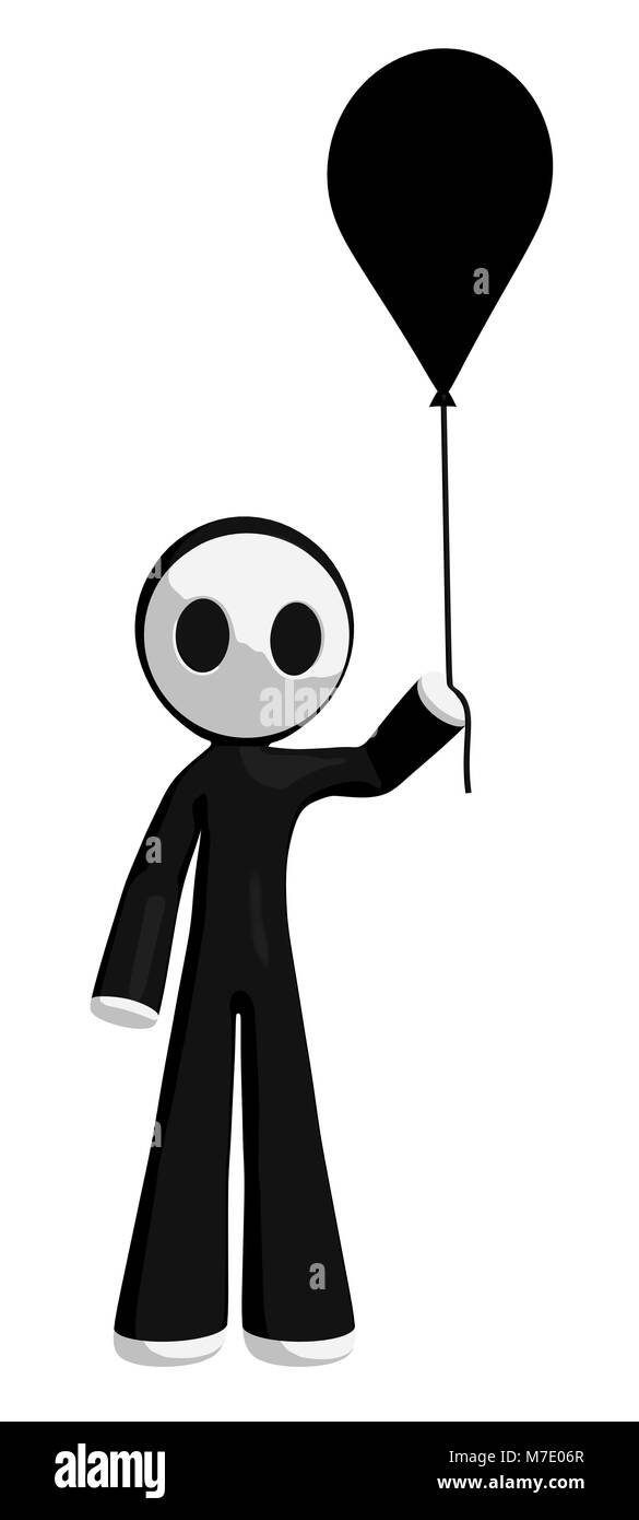 Charakter Maskottchen Holding schwarze Ballon. Stockfoto