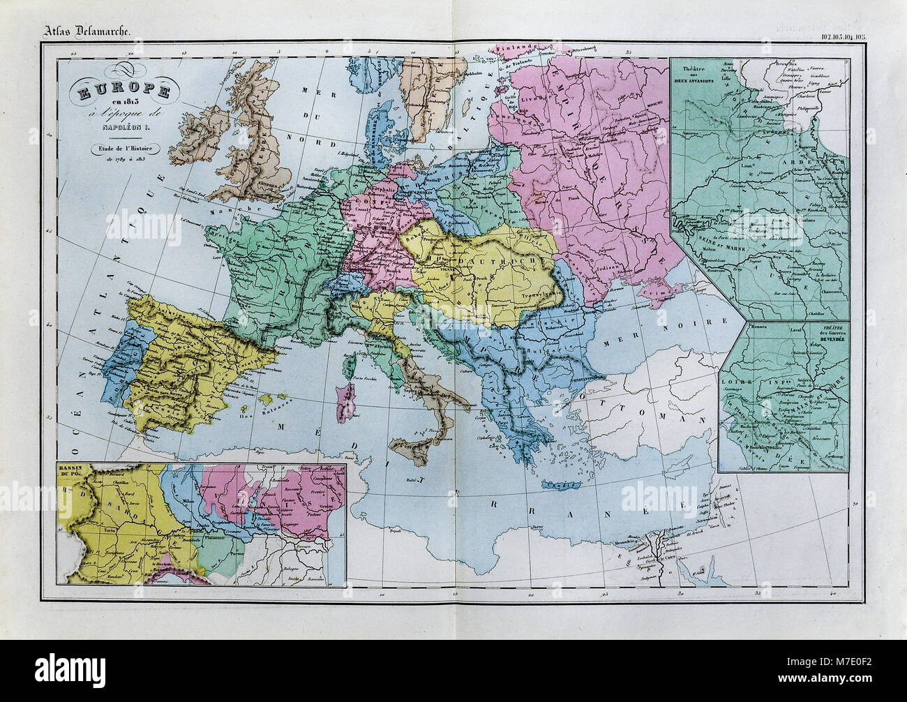 1858 Delamarche Historische Karte von Europa im Jahr 1813 während der Herrschaft von Napoleon I. von Frankreich Stockfoto