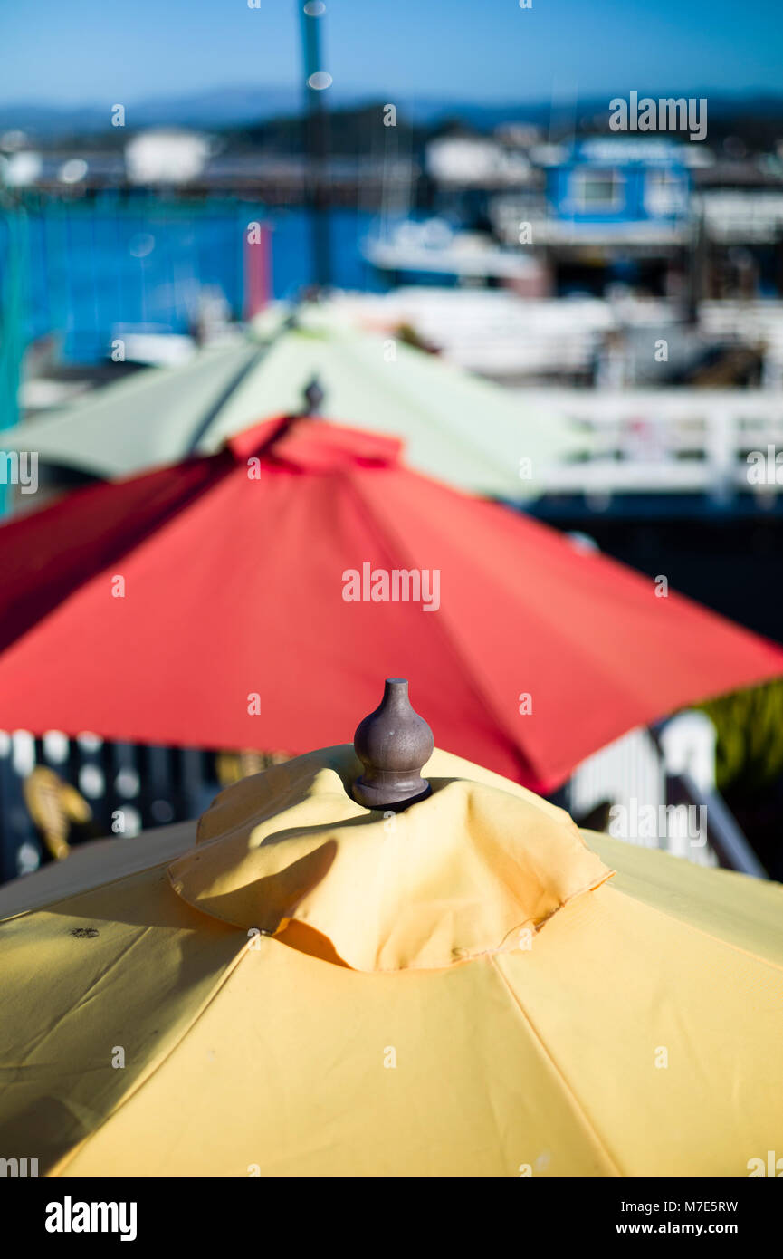Sonnenschirme Fisherman's Wharf Monterey California USA Stockfoto