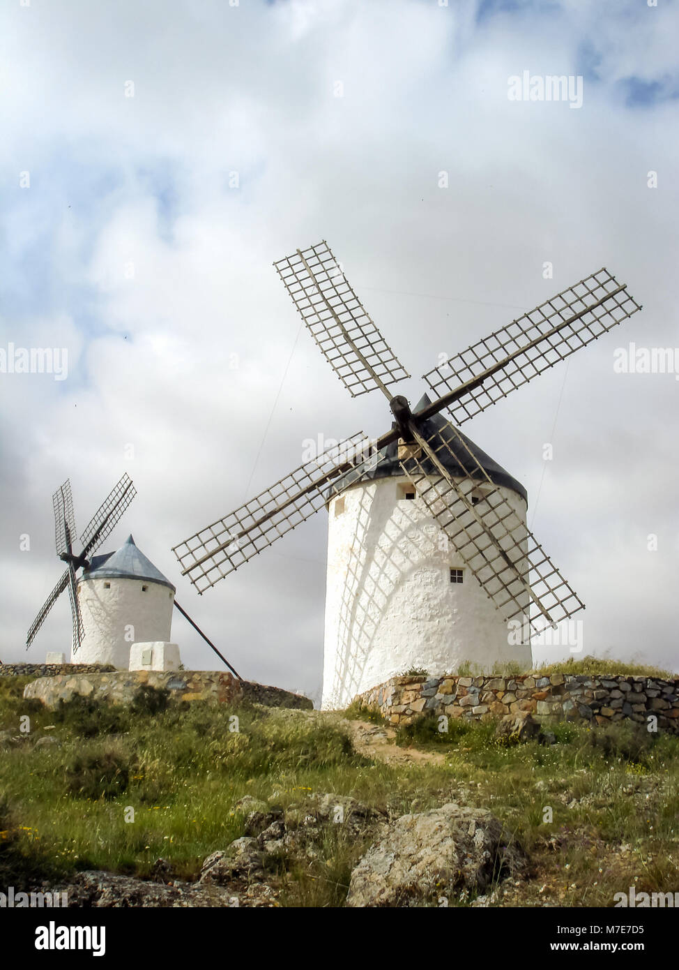 Windmühlen in La Mancha Stockfoto
