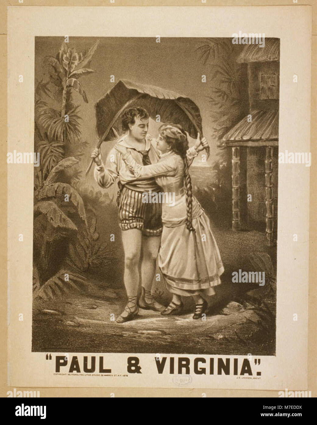 Paul & Virginia ist ein literarisches Werk von Bernardin de Saint-Pierre, das erstmals 1788 veröffentlicht wurde. Der Roman beschreibt die Liebesgeschichte zweier junger Individuen, Paul und Virginia, und beschäftigt sich mit Themen der Natur, Unschuld und gesellschaftlichen Erwartungen in der französischen Kolonialkulisse von Mauritius. Stockfoto