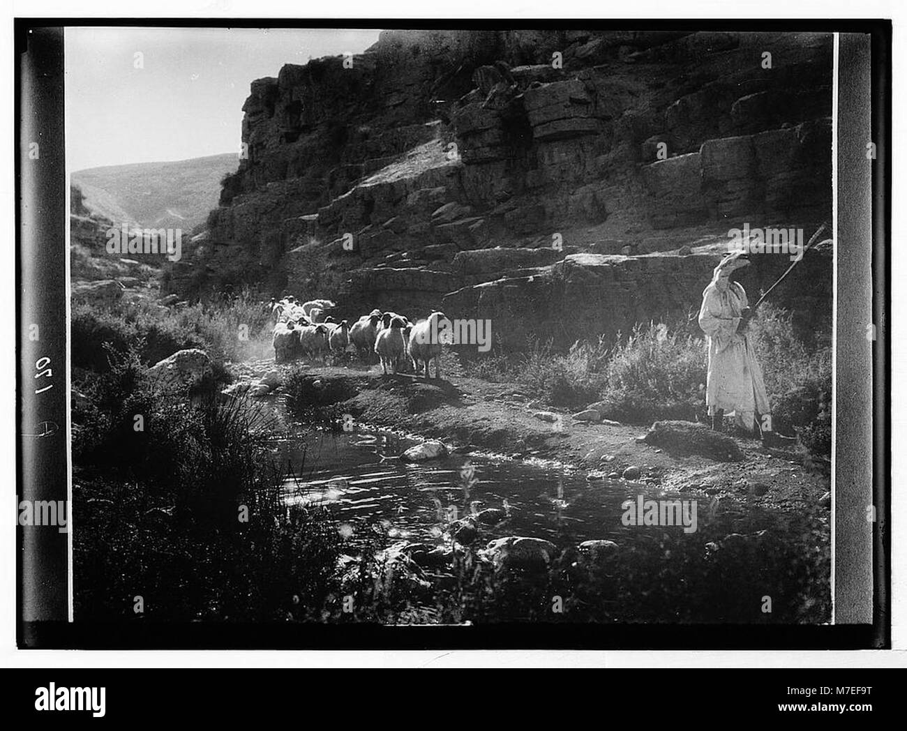 Dieses Bild zeigt eine ruhige Landschaft, die das friedliche Thema von Psalm 23 widerspiegelt: „Er führt mich neben den stillen Gewässern.“ Es fängt eine ruhige Szene am Wasser ein. Stockfoto