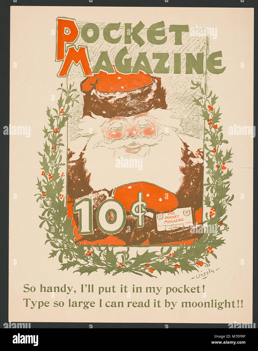 Ein praktisches Magazin im Taschenformat mit großem Druck für einfaches Lesen bei schlechten Lichtverhältnissen, das unterwegs leicht zugänglich ist. Stockfoto