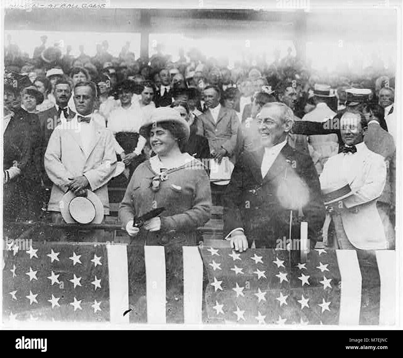 Pres. Woodrow Wilson und Frau Edith Bolling Galt, bei Ball Spiel LCCN 2003663773 Stockfoto