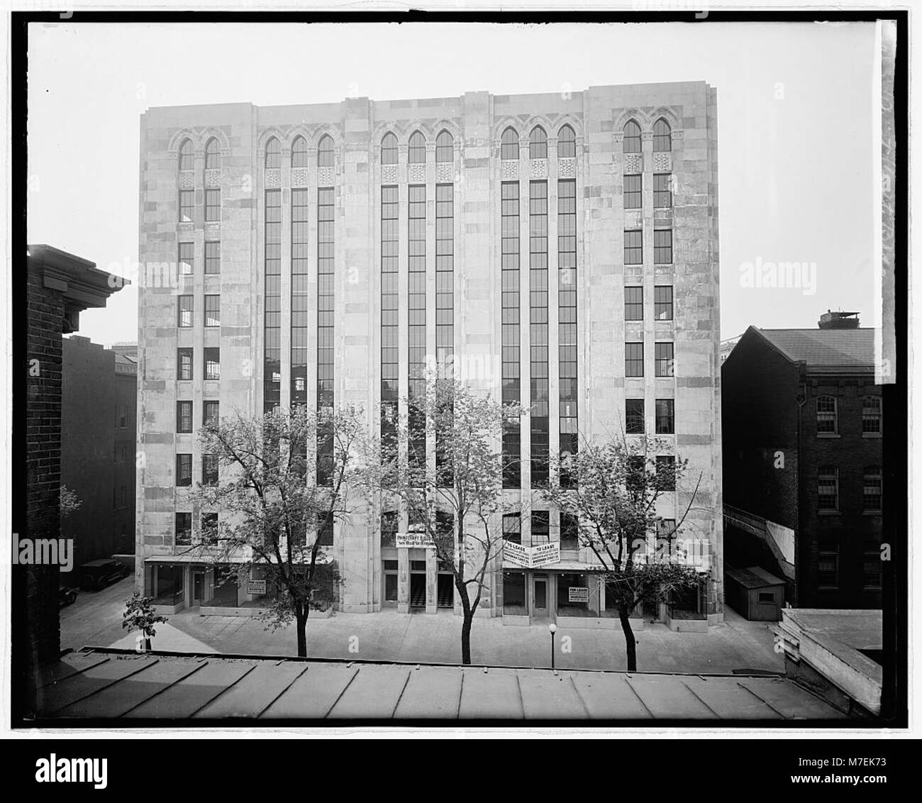 Ein historisches Foto des Print Crafts Building, das die Struktur und das Design dieses Gebäudes zeigt, das wichtige Aktivitäten der Druckindustrie im frühen 20. Jahrhundert beherbergte. Stockfoto