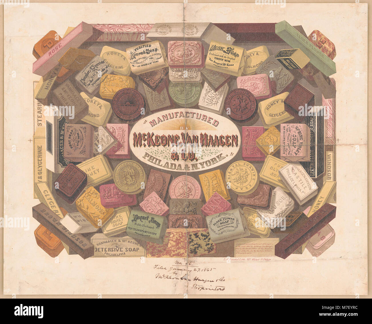 Eine Lithografie von McKeone, Van Haagen & Co. In Philadelphia und New York, die einen historischen Prozess des lithographischen Drucks im frühen 20. Jahrhundert darstellt. Stockfoto