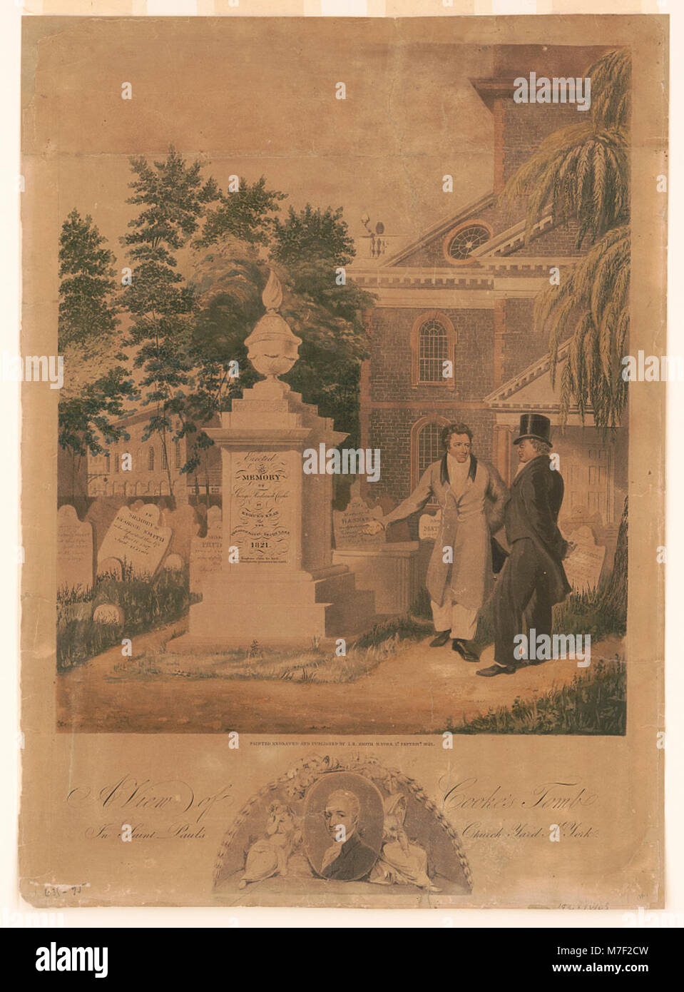 Ein Blick auf Cooke's Grab in St. Paul's Church Yard, New York - graviert und bemalt von I.R. Smith, New York 1. veröffentlicht. Septemr. 1821. LCCN 2012648948 Stockfoto
