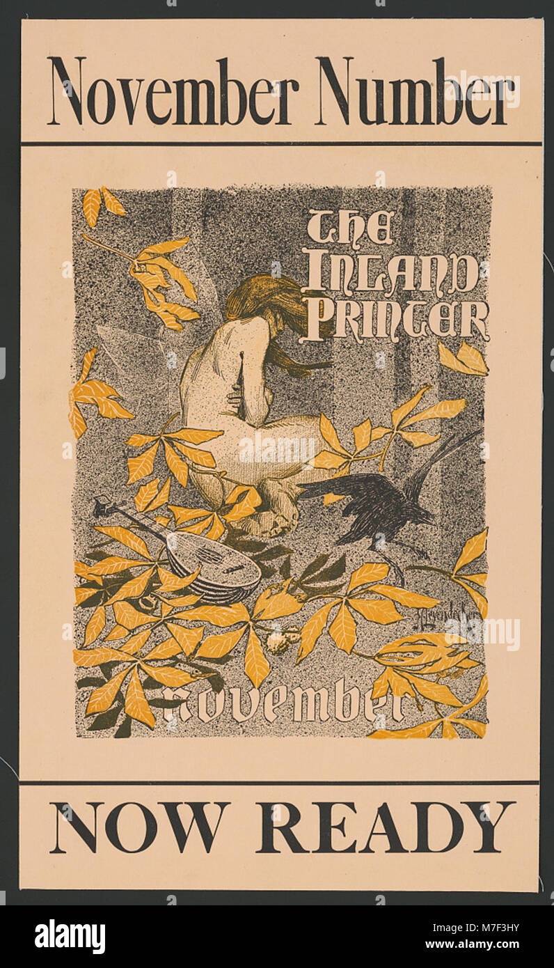Dieses Bild zeigt die Novemberausgabe von „The Inland Printer“, einer Publikation, die sich wahrscheinlich auf die Druckindustrie konzentriert und eine Momentaufnahme der Drucktechnologie und der Branchentrends während des frühen 20. Jahrhunderts bietet. Stockfoto