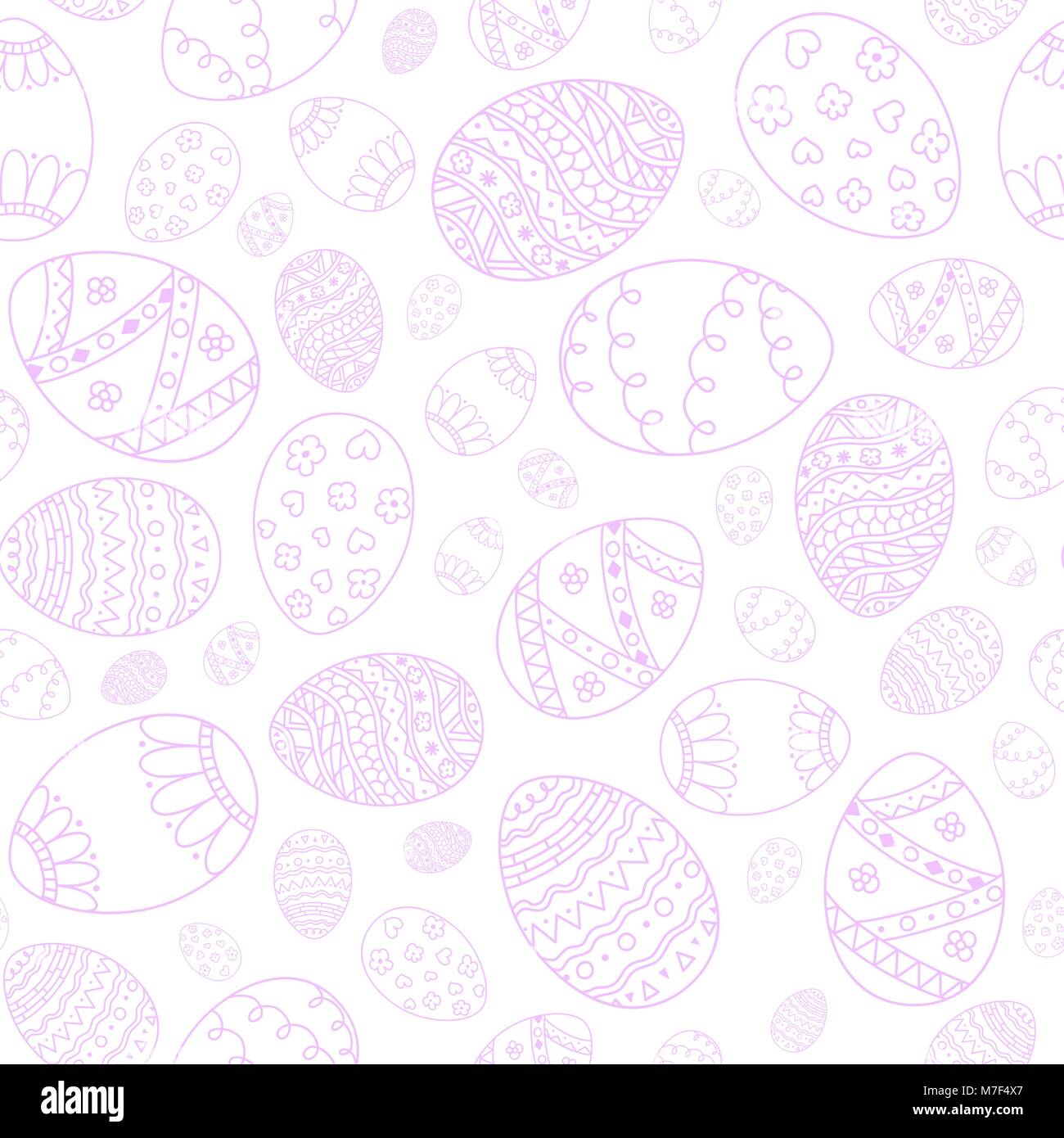 Vektor nahtlose Ostereier Hintergrund. Rosa doodle Ostereier auf weißem Hintergrund Stock Vektor