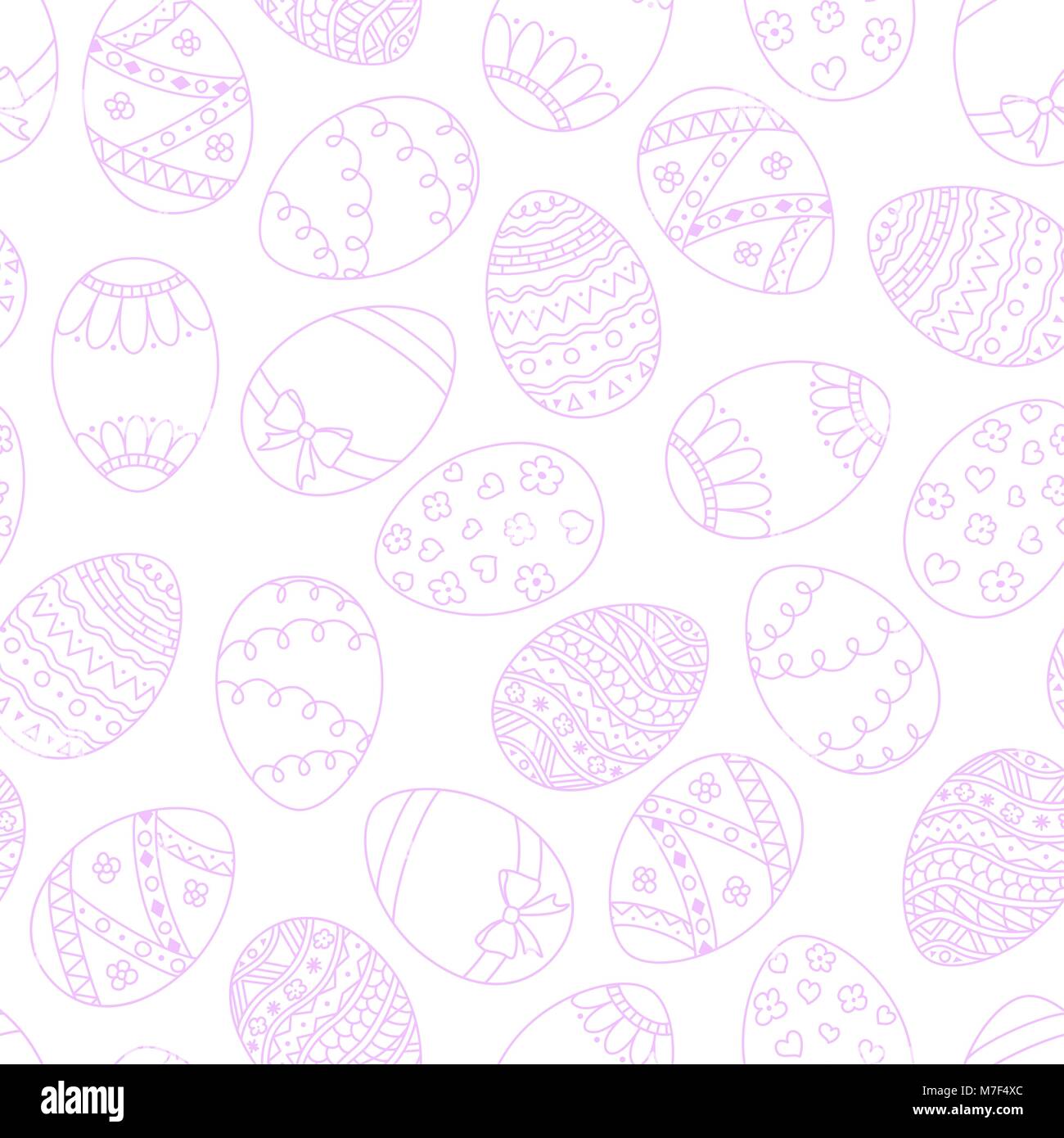 Vektor nahtlose Ostereier Hintergrund. Violett rosa doodle Ostereier auf weißem Hintergrund Stock Vektor