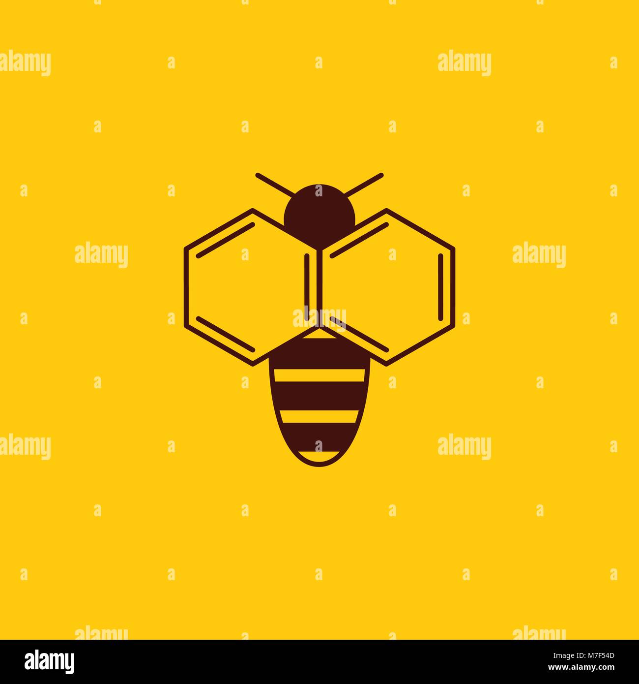 Vector Illustration von bee Logo auf Honig Hintergrund. Biene Schriftzug Stock Vektor