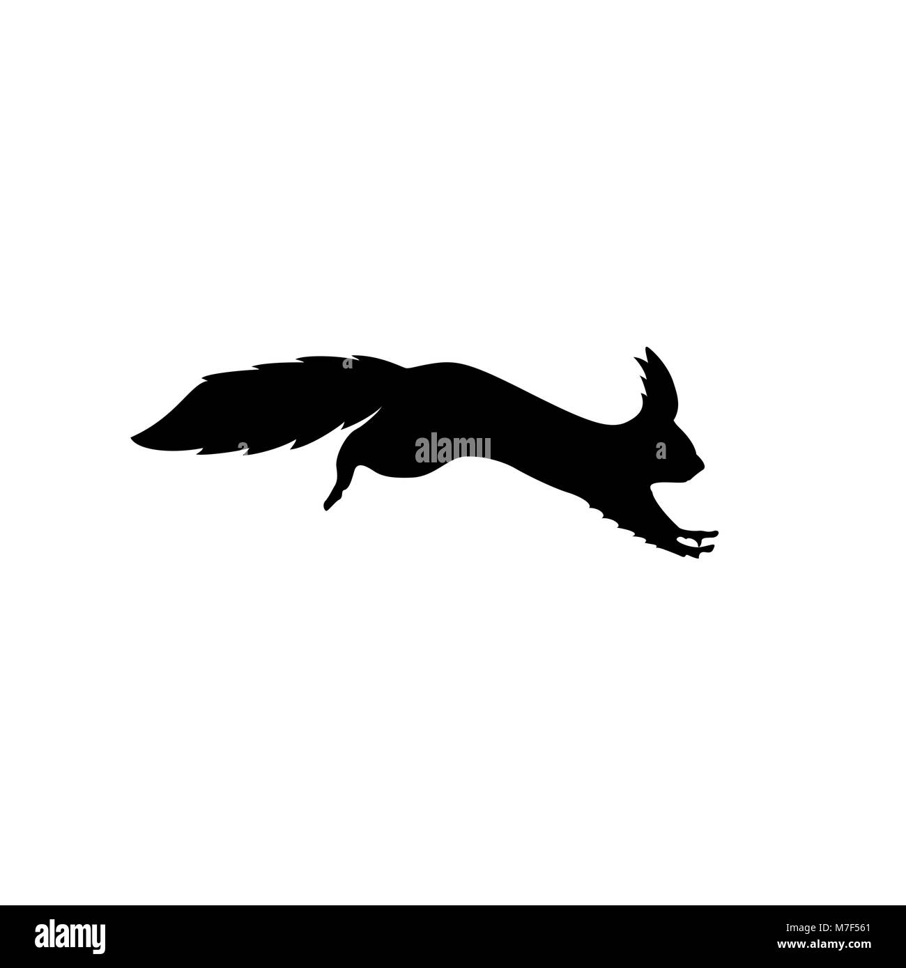 Vector Illustration der schwarzen Eichhörnchen Silhouette. Ausführen