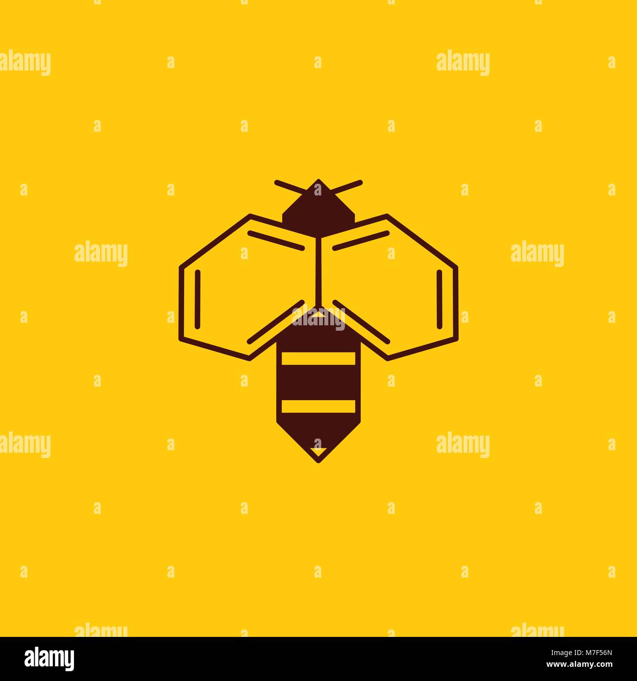Vector Illustration von bee Logo auf Honig Hintergrund. Biene Schriftzug Stock Vektor