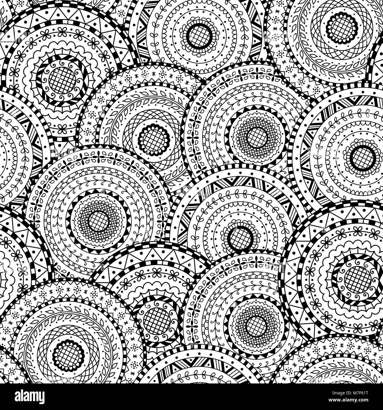 Vektor nahtlose Muster der Runde abstract ethnische Mandalas. Dekorativer Hintergrund der Kreis Mandala. Färbung Seite Buch Anti Stress für Erwachsene. Stock Vektor