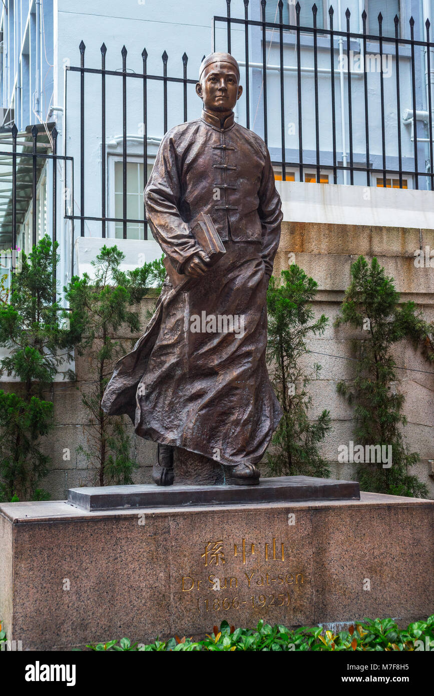 Statue von Dr. Sun Yat-sen, Revolutionär und chinesische Staatsmann, von Chu Tat-shing, Hong Kong Stockfoto