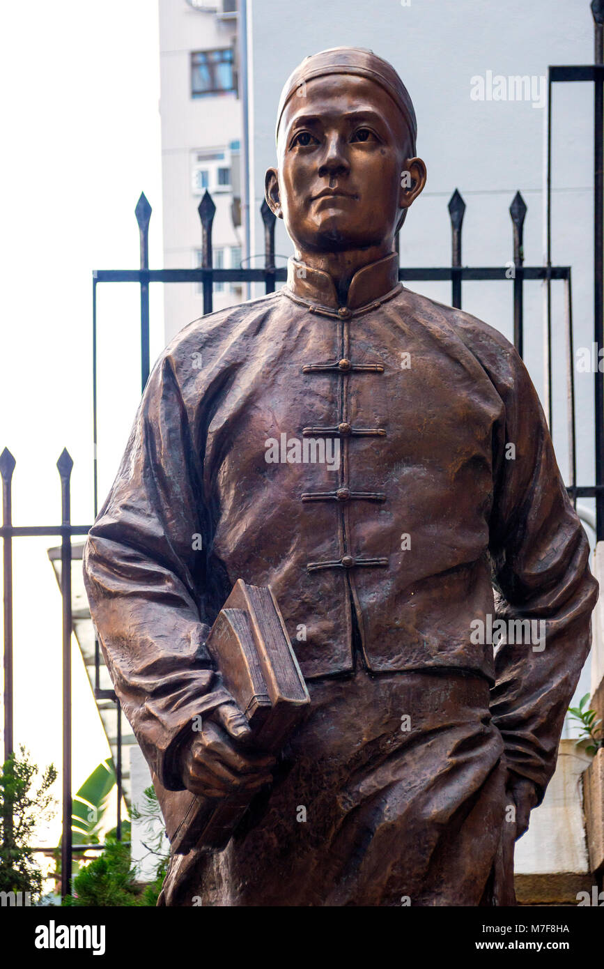 Statue von Dr. Sun Yat-sen, Revolutionär und chinesische Staatsmann, von Chu Tat-shing, Hong Kong Stockfoto