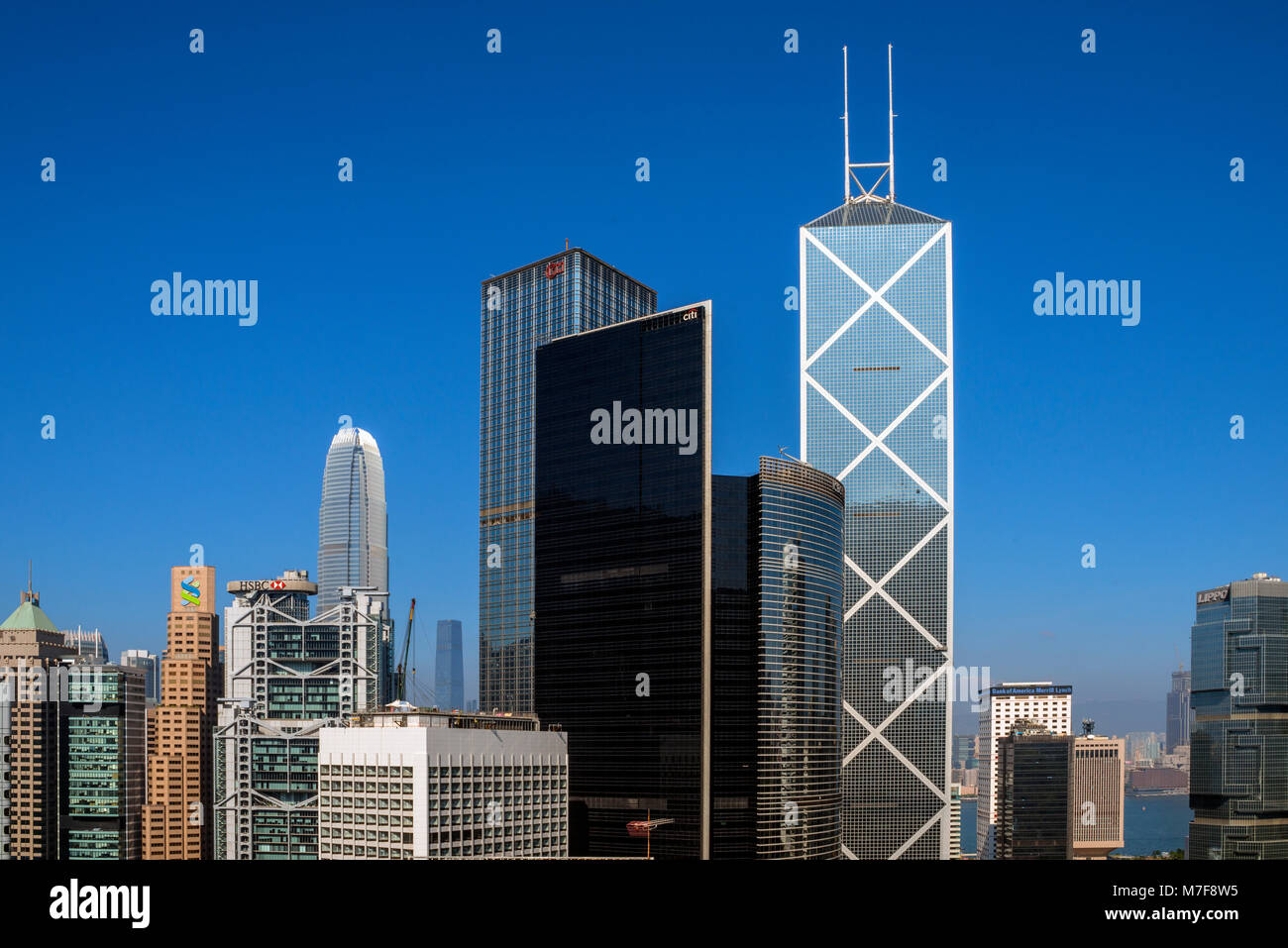 Hong Kong Financial District Skyline Stockfoto