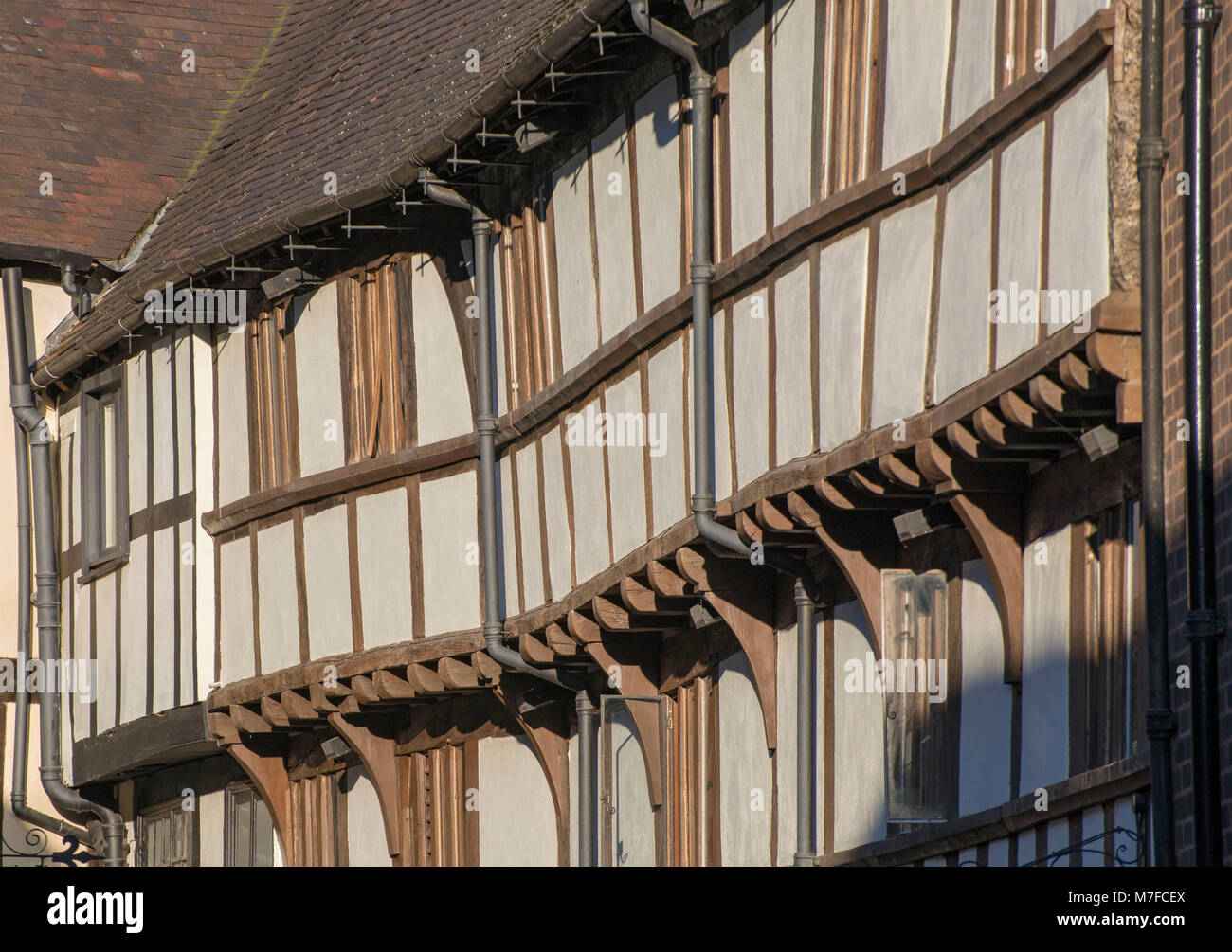 Historische Gebäude, Baracke Passage, Shrewsburytiles Stockfoto