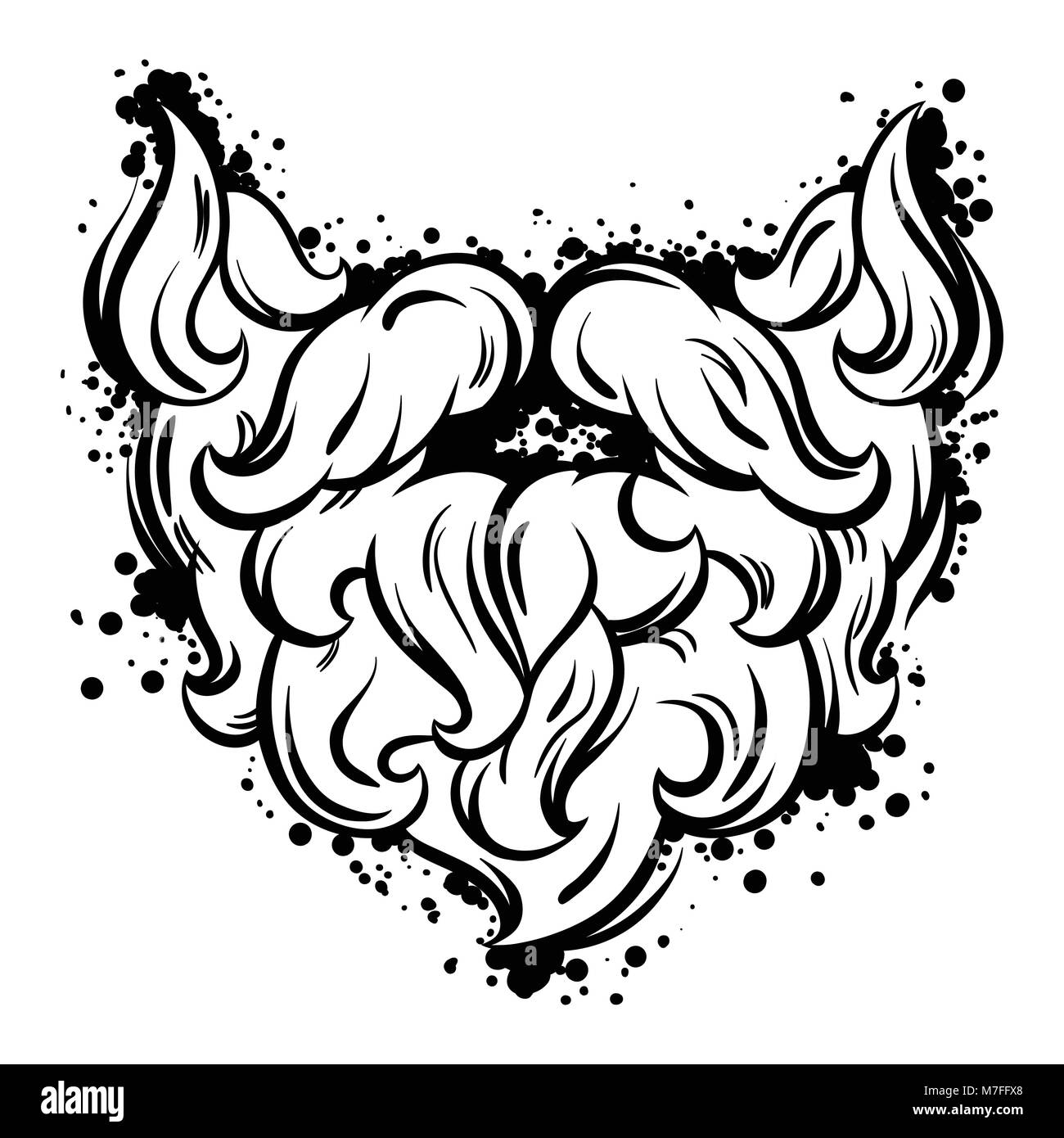 Hipster Schnurrbart und Bart in Line Art Stil Stock Vektor
