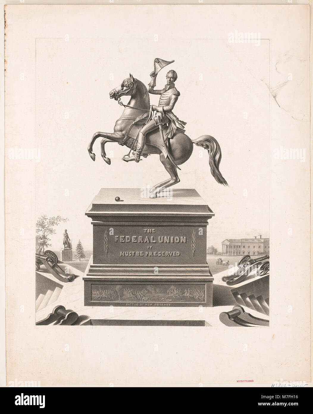 Eine politische Illustration oder ein Poster, das die Bedeutung der Bewahrung der Federal Union in einer kritischen Periode der amerikanischen Geschichte betont, die wahrscheinlich mit der Zeit des Bürgerkriegs verbunden ist. Stockfoto