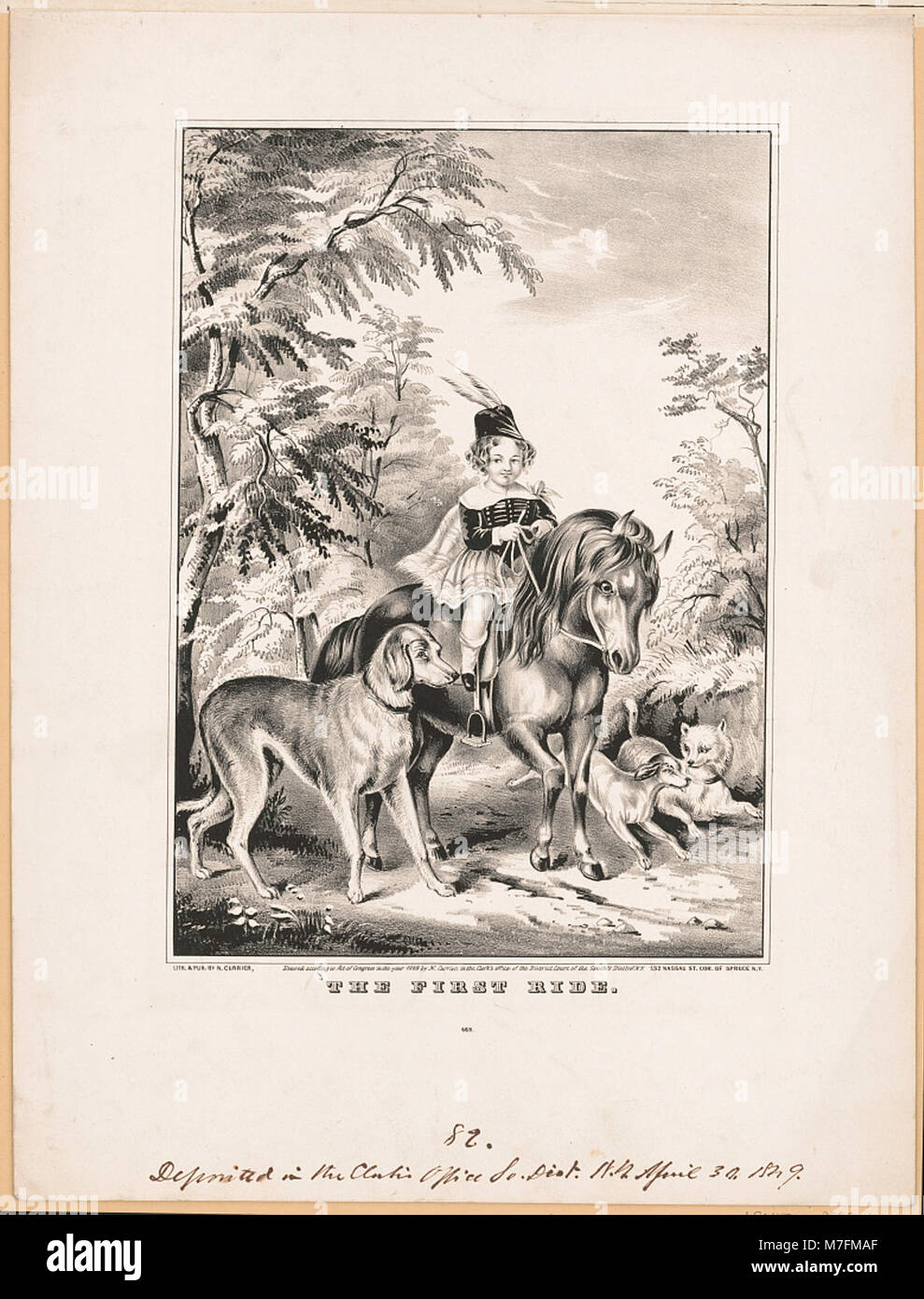 Ein Bild, das den historischen Moment der ersten Fahrt feststellt, wahrscheinlich eine Fahrt oder ein Ereignis aus frühen technologischen Innovationen oder der Geschichte des Vergnügungsparks. Stockfoto