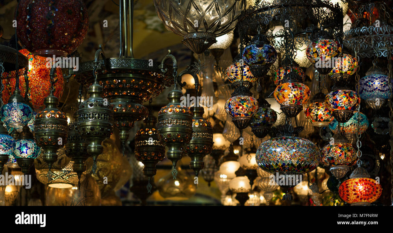 Das türkische Mosaik Laternen und Lampen Stockfoto