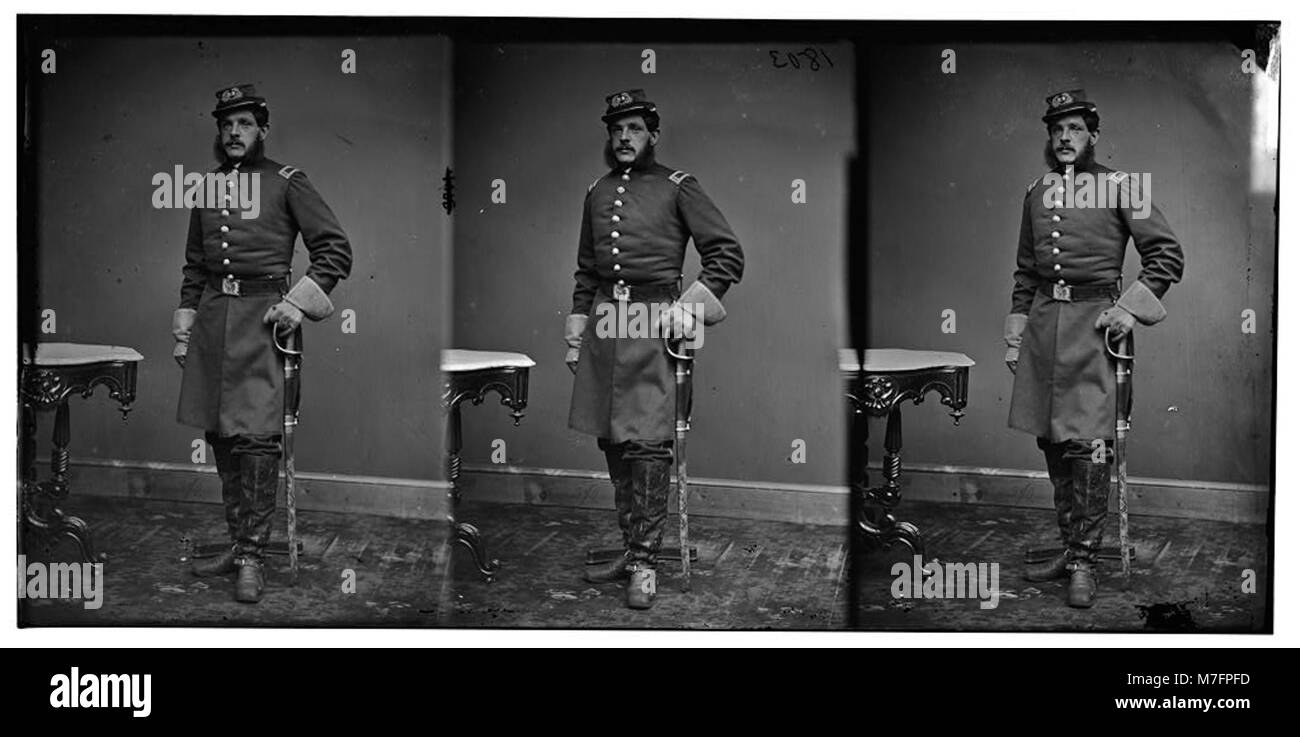 Foto aus der Zeit des Bürgerkriegs, das unidentifizierte Soldaten in Uniform zeigt und für ein Porträt posiert. Stockfoto