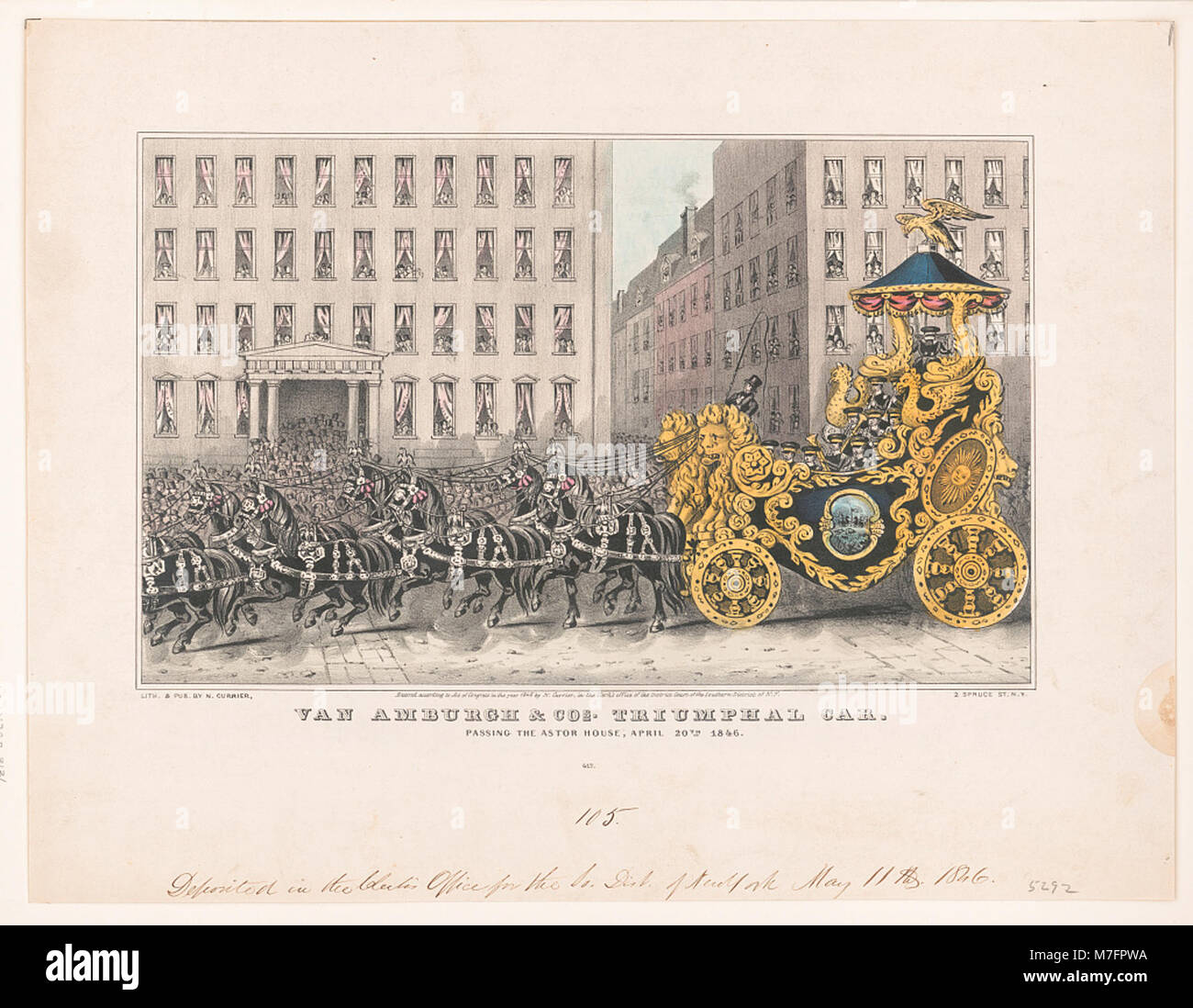 Van Amburgh & Lattich triumphal Auto - vorbei an der Astor House, 20. April. 1846 LCCN 2002698113 Stockfoto