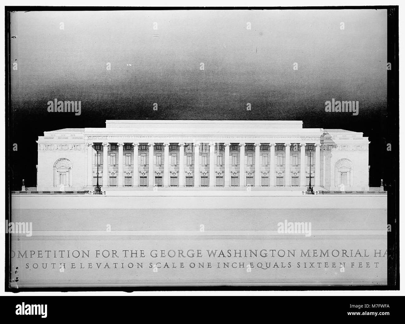 Zeichnungen des Washington Memorial, die architektonische Pläne und Designkonzepte für das berühmte amerikanische Wahrzeichen illustrieren. Stockfoto