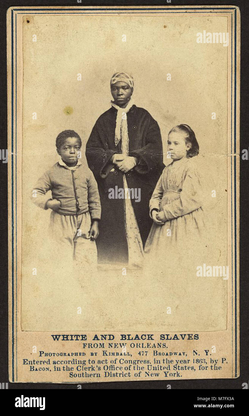 Dieses Foto von Kimball zeigt Individuen aus New Orleans während der Ära der Sklaverei und veranschaulicht die harte Realität rassischer und sozialer Ungleichheiten im Süden der Vorkriegszeit. Stockfoto